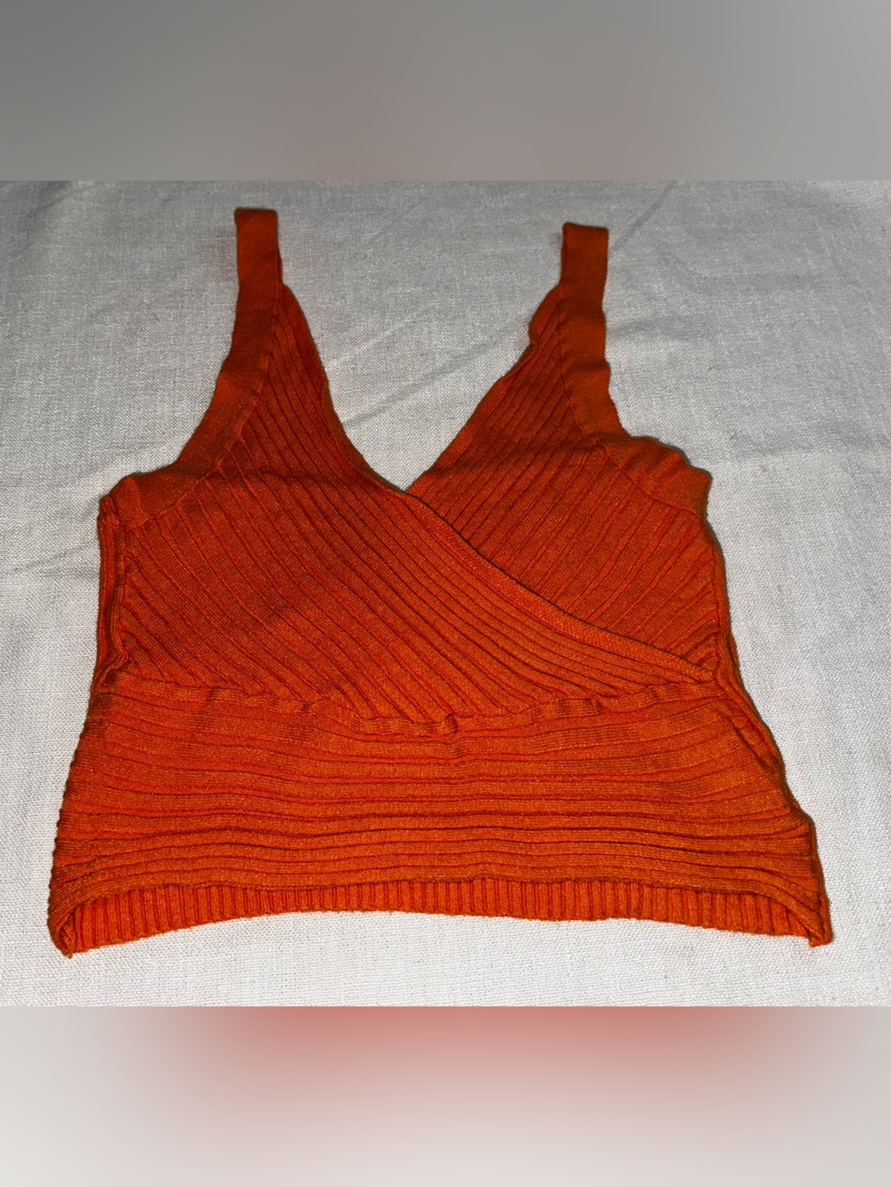 Ribbed Wrap-Front Crop Top in Vibrant Orange